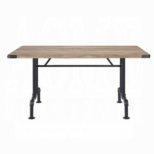 Acme Edina Oak & Sandy Black Dining Table - Image 3