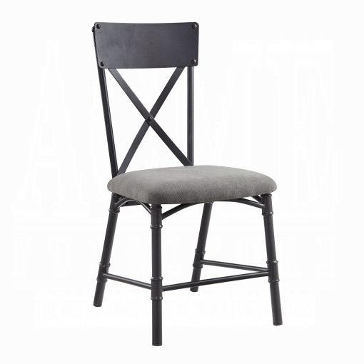 Acme Edina Gray Fabric, Oak & Sandy Black Side Chair - Set of 2 - Image 2