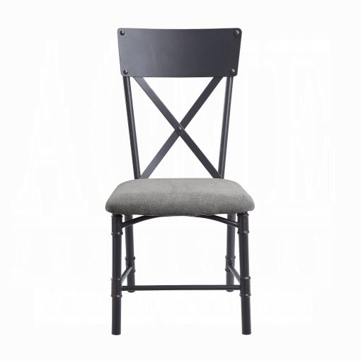 Acme Edina Gray Fabric, Oak & Sandy Black Side Chair - Set of 2 - Image 3