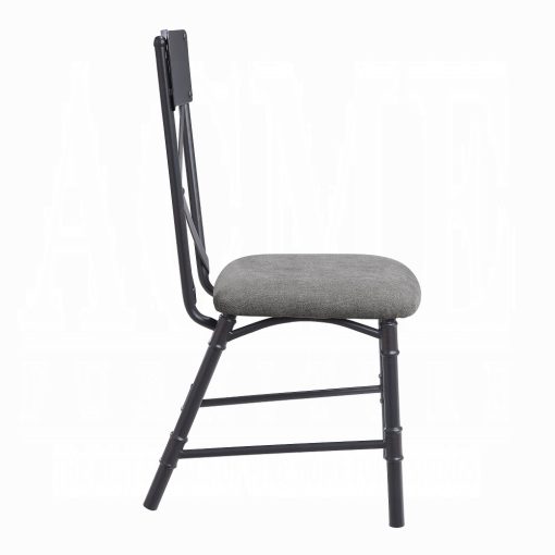 Acme Edina Gray Fabric, Oak & Sandy Black Side Chair - Set of 2 - Image 4