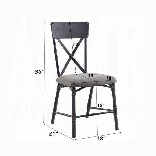 Acme Edina Gray Fabric, Oak & Sandy Black Side Chair - Set of 2 - Image 8