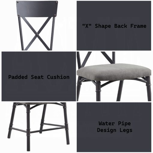 Acme Edina Gray Fabric, Oak & Sandy Black Side Chair - Set of 2 - Image 9