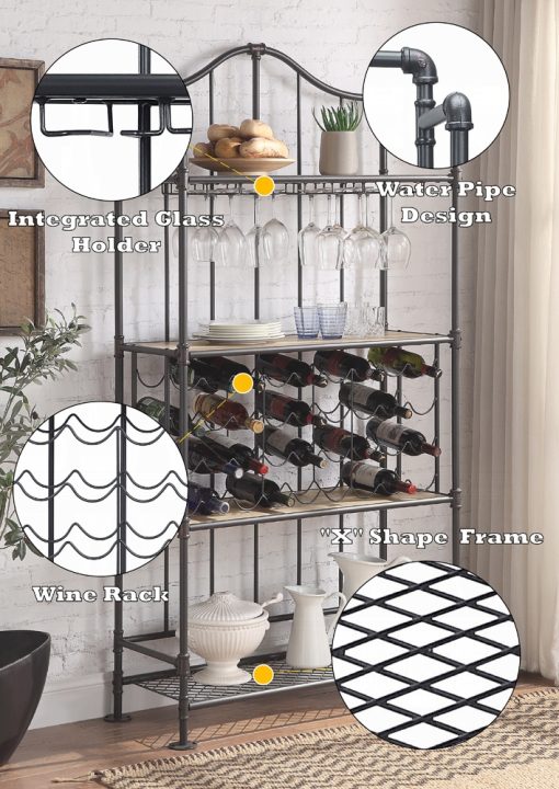 Acme Edina Oak & Sandy Black Wine Rack - Image 5