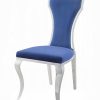 Acme Azriel Blue Velvet & Mirroed Silver Side Chair - Set of 2
