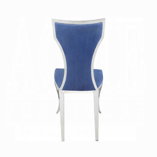 Acme Azriel Blue Velvet & Mirroed Silver Side Chair - Set of 2 - Image 4