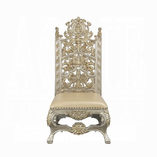 Acme Danae Synthetic Leather, Champagne & Gold Side Chair - Set of 2 - Image 3
