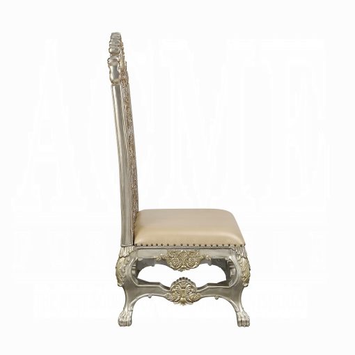 Acme Danae Synthetic Leather, Champagne & Gold Side Chair - Set of 2 - Image 4