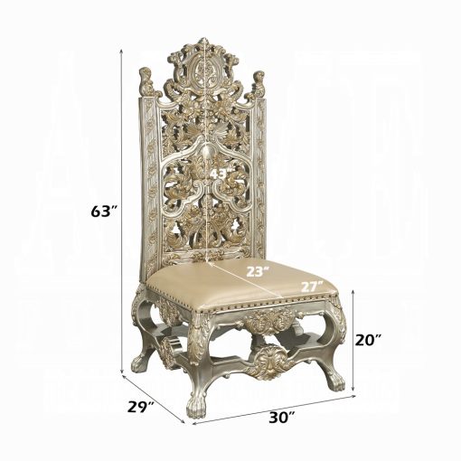 Acme Danae Synthetic Leather, Champagne & Gold Side Chair - Set of 2 - Image 7