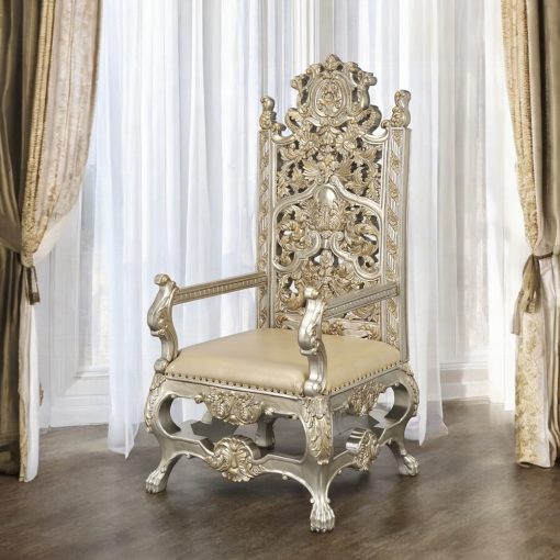 Acme Danae Synthetic Leather, Champagne & Gold Arm Chair - Set of 2