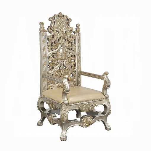 Acme Danae Synthetic Leather, Champagne & Gold Arm Chair - Set of 2 - Image 2