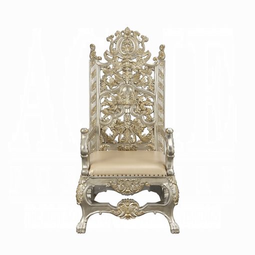 Acme Danae Synthetic Leather, Champagne & Gold Arm Chair - Set of 2 - Image 3