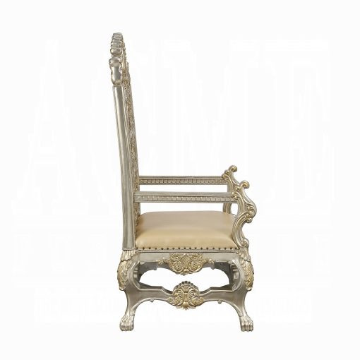 Acme Danae Synthetic Leather, Champagne & Gold Arm Chair - Set of 2 - Image 4