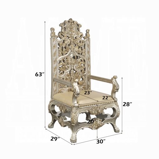 Acme Danae Synthetic Leather, Champagne & Gold Arm Chair - Set of 2 - Image 8