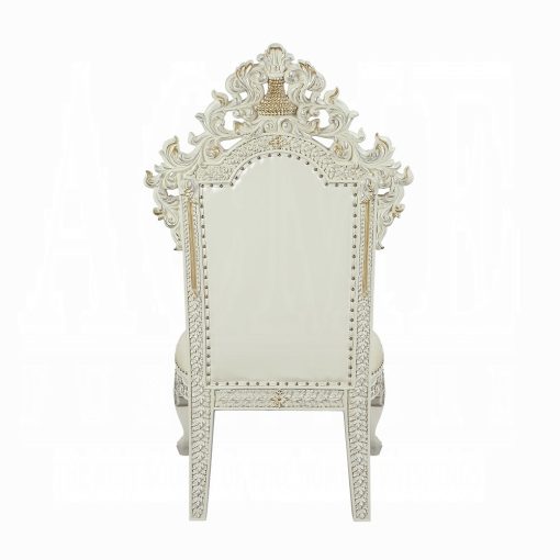 Acme Adara Pearl White Synthetic Leather & Antique White Side Chair - Set of 2 - Image 5