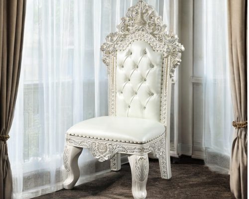 Acme Adara Pearl White Synthetic Leather & Antique White Side Chair - Set of 2