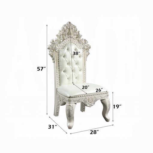Acme Adara Pearl White Synthetic Leather & Antique White Side Chair - Set of 2 - Image 7