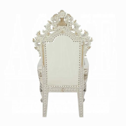Acme Adara Pearl White Synthetic Leather & Antique White Arm Chair Set of 2 - Image 4