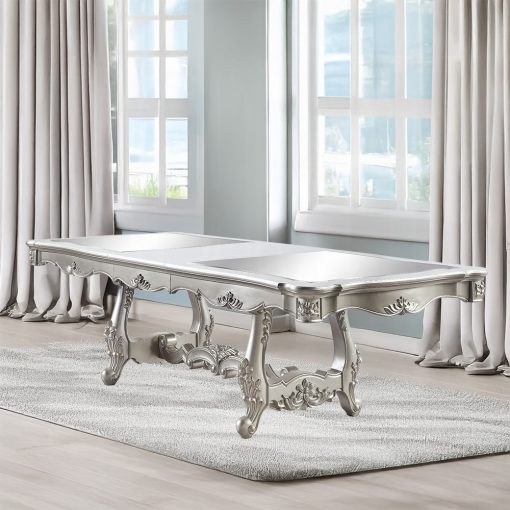 Acme Bently Champagne Pedestals Dining Table