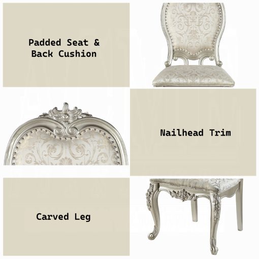 Acme Bently Fabric & Champagne Side Chair - Set of 2 - Image 9