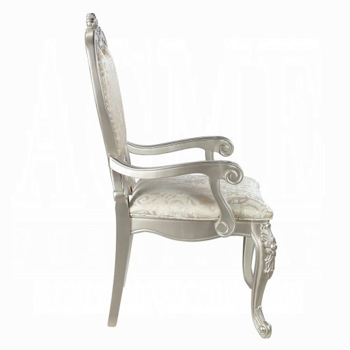 Acme Bently Fabric & Champagne Arm Chair - Set of 2 - Image 4