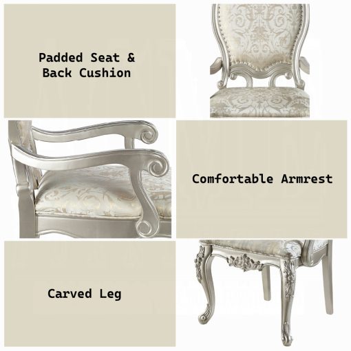 Acme Bently Fabric & Champagne Arm Chair - Set of 2 - Image 9