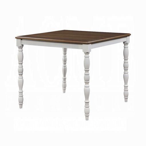 Acme Bettina Beige Fabric, Gray & Weathered Oak 5PC Pack Counter Height Table Set - Image 2