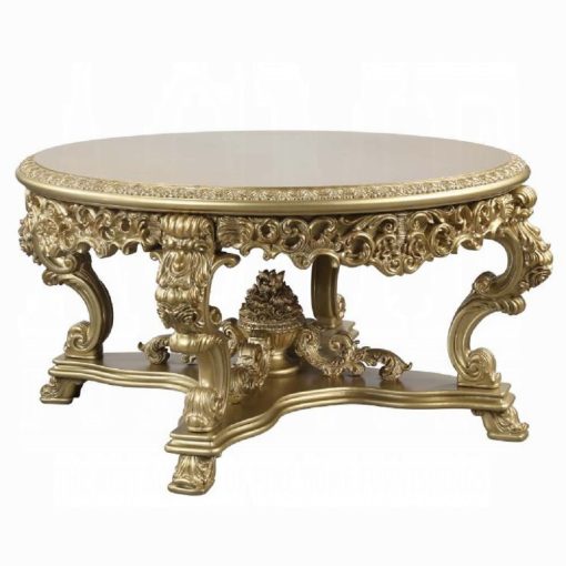 Acme Bernadette Gold Round Dining Table - Image 3