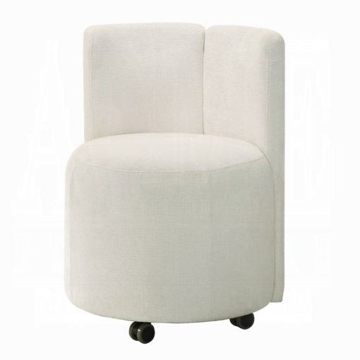Acme Blayde White Chenille Side Chair with Swivel - Set of 2 - Image 2