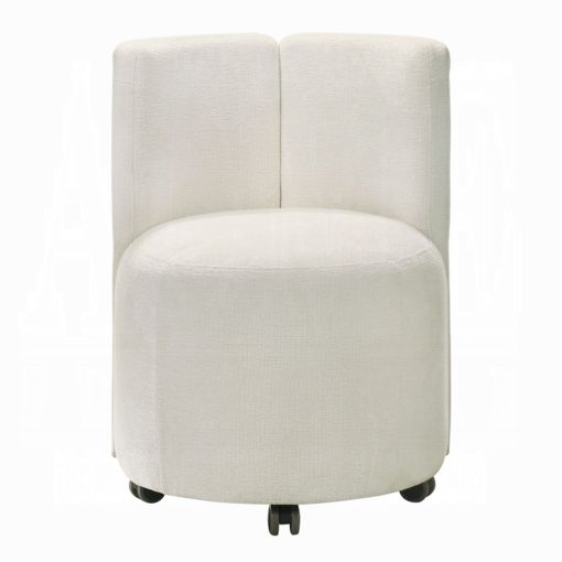 Acme Blayde White Chenille Side Chair with Swivel - Set of 2 - Image 3
