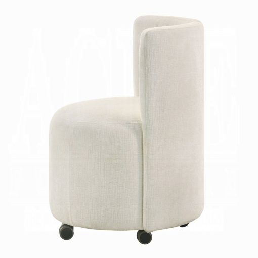 Acme Blayde White Chenille Side Chair with Swivel - Set of 2 - Image 4