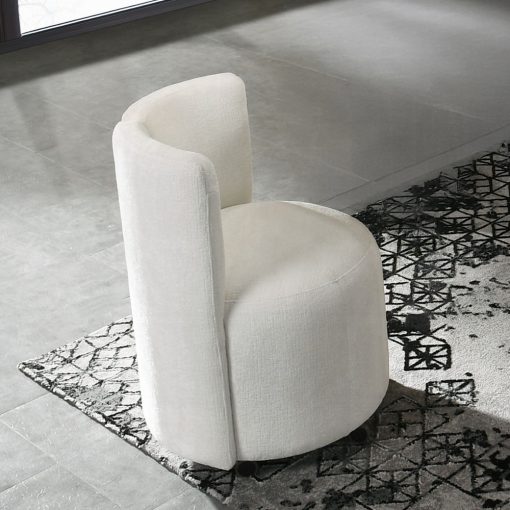 Acme Blayde White Chenille Side Chair with Swivel - Set of 2