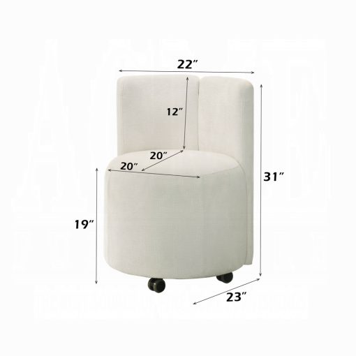 Acme Blayde White Chenille Side Chair with Swivel - Set of 2 - Image 6
