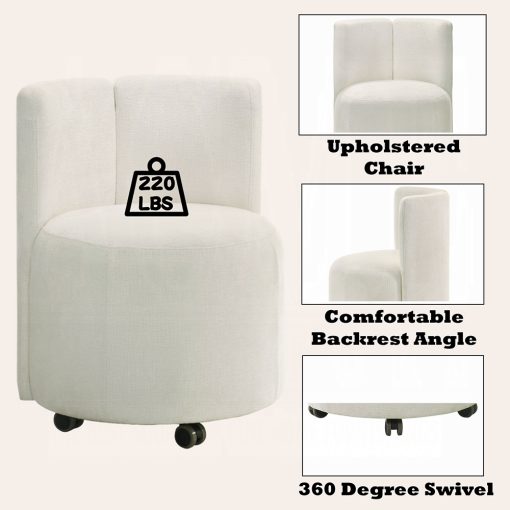Acme Blayde White Chenille Side Chair with Swivel - Set of 2 - Image 7