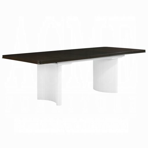 Acme Carena White & Brown Dining Table with Leaf - Image 2