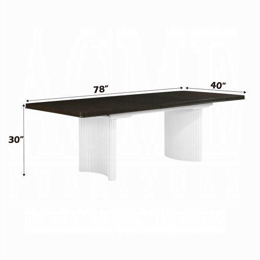Acme Carena White & Brown Dining Table with Leaf - Image 5