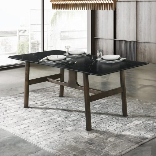 Acme Destin Sintered Stone & Walnut Dining Table
