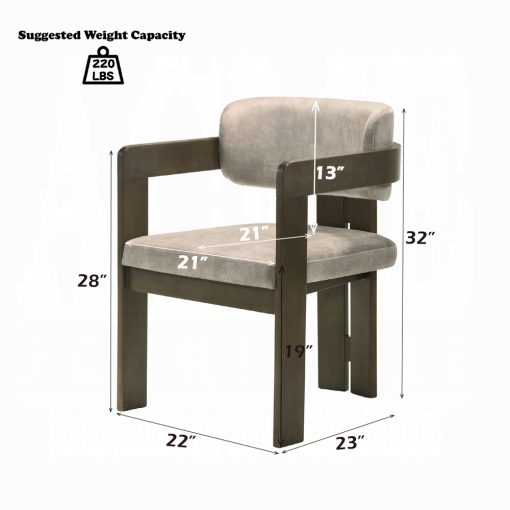 Acme Destin Light Gray Fabric & Walnut Side Chair - Image 5