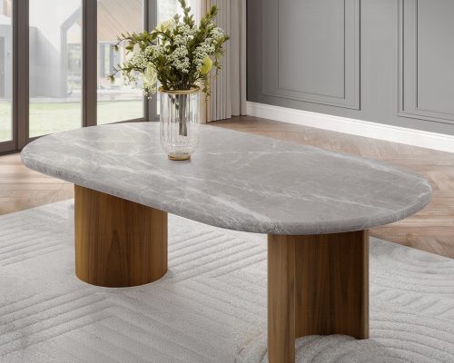Acme Darcy Natural Marble Top & Dark Walnut Dining Table