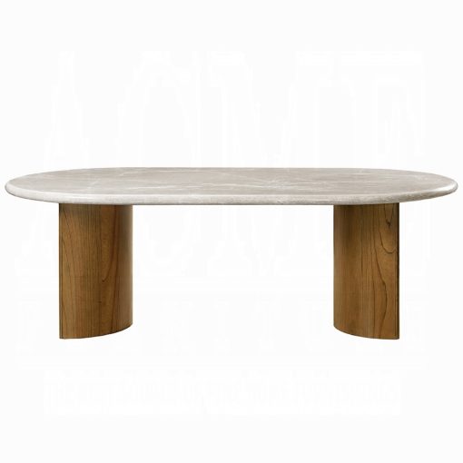 Acme Darcy Natural Marble Top & Dark Walnut Dining Table - Image 3
