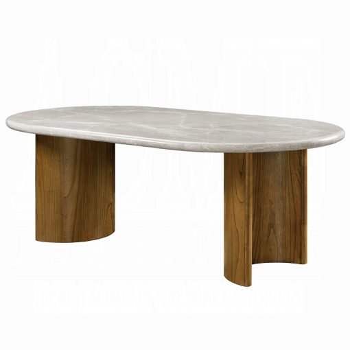 Acme Darcy Natural Marble Top & Dark Walnut Dining Table - Image 2