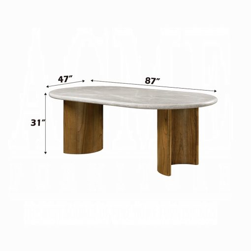 Acme Darcy Natural Marble Top & Dark Walnut Dining Table - Image 4