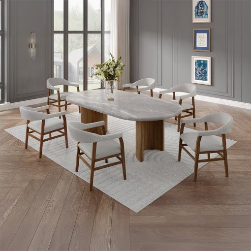 Acme Darcy Natural Marble Top & Dark Walnut Dining Table - Image 6
