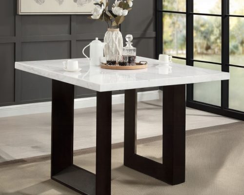 Acme Edwyn White Natural Marble Top & Espresso Counter Height Table