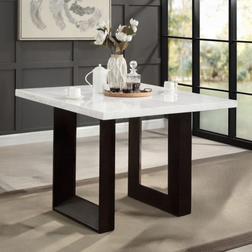 Acme Edwyn White Natural Marble Top & Espresso Counter Height Table