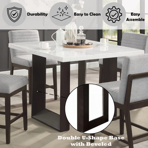 Acme Edwyn White Natural Marble Top & Espresso Counter Height Table - Image 6