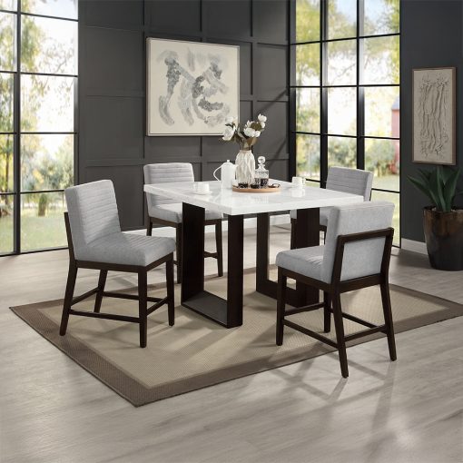 Acme Edwyn White Natural Marble Top & Espresso Counter Height Table - Image 7