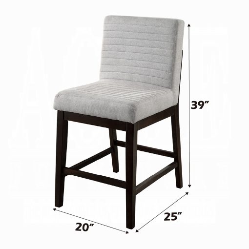 Acme Edwyn Gray Linen & Espresso Counter Height Chair - Set of 2 - Image 7
