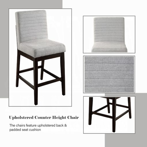 Acme Edwyn Gray Linen & Espresso Counter Height Chair - Set of 2 - Image 8