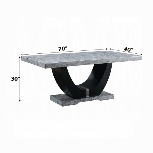 Acme Caralin Engineered Stone & Black Dining Table - Image 4