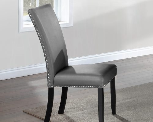 Acme Caralin Gray Synthetic Leather & Black Side Chair - Set of 2